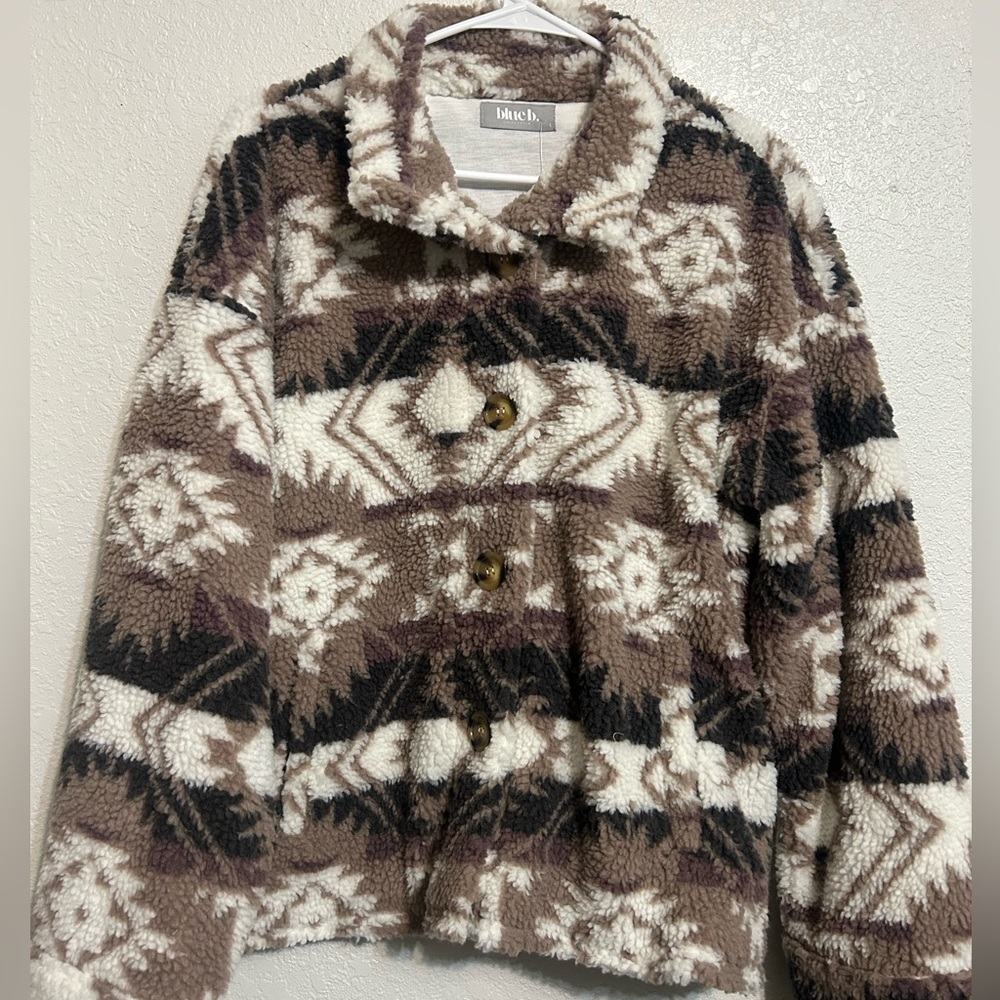 Mocha Aztec Button Front Jacket